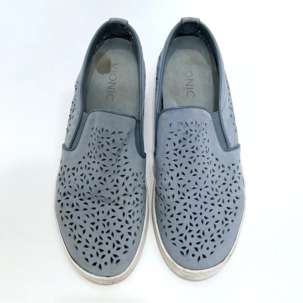 Vionic Splendid Midi Perf Suede Slip-On Blue Size 7